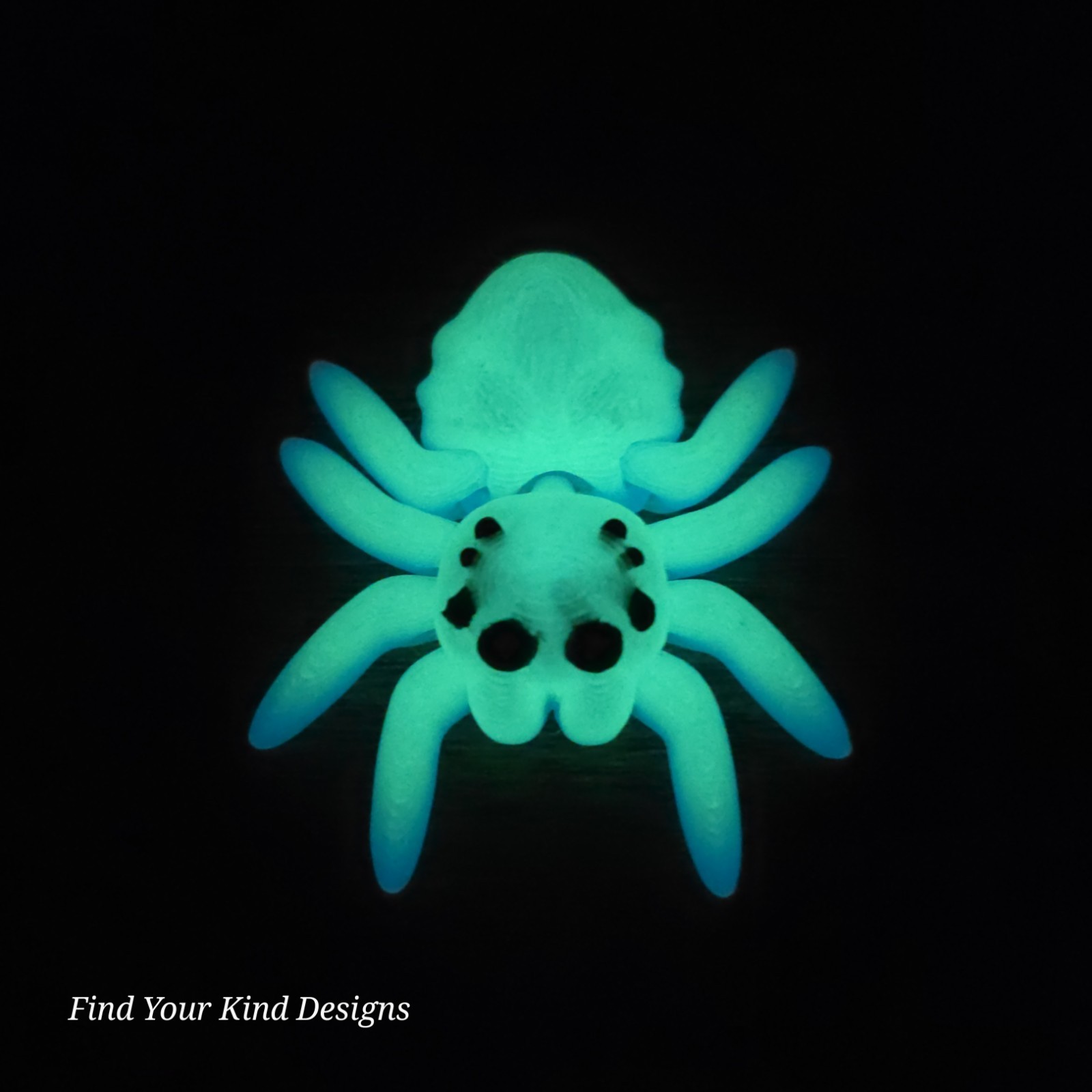 Glow in the Dark Tiny Spider 3D Printed Articulated Flexi Fidget Toy