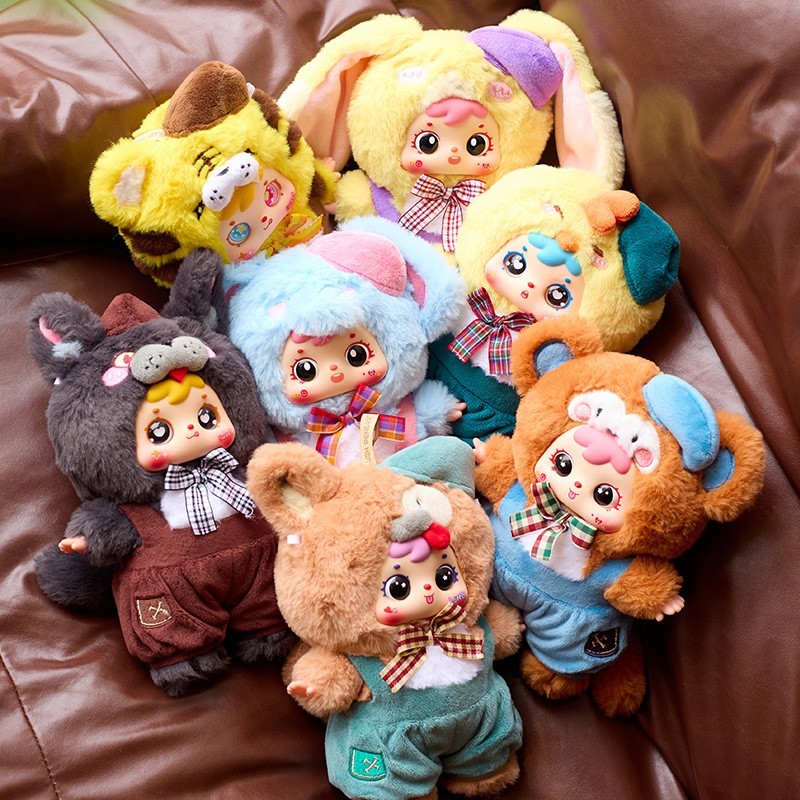 9&Prime; Large Blind Box Plush Doll Keychain US STOCK Animal Figure Overalls Toy Gift