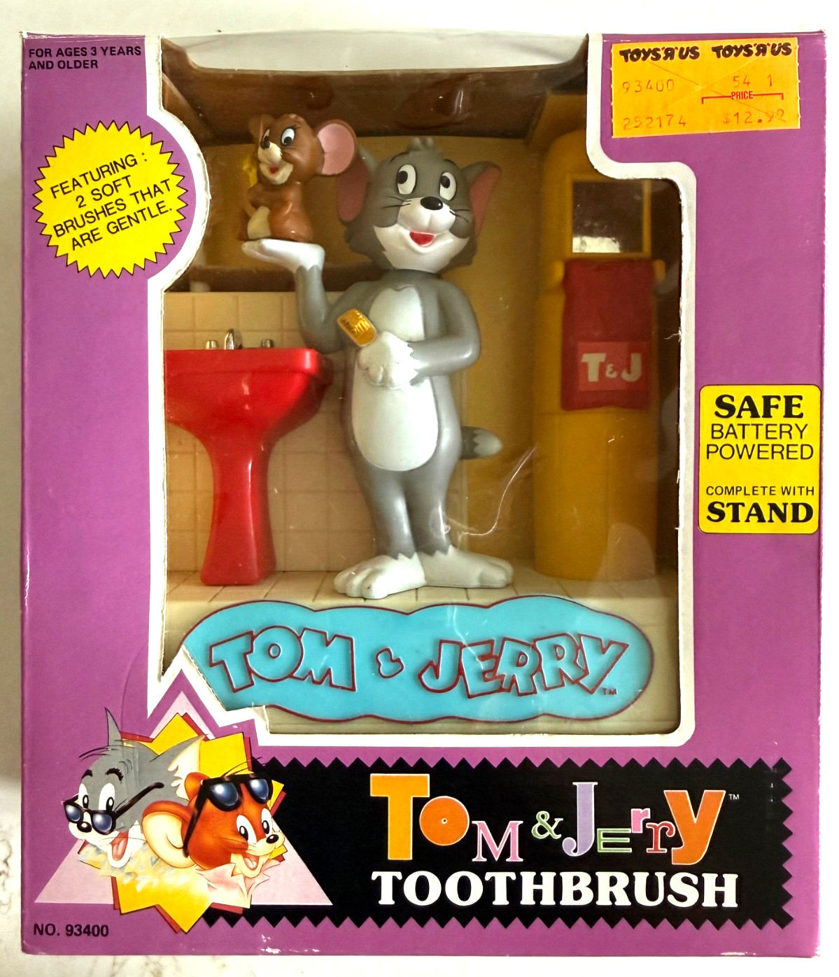 Vintage 1989 Janex Tom & Jerry Battery Powered Kids Toothbrush Stand