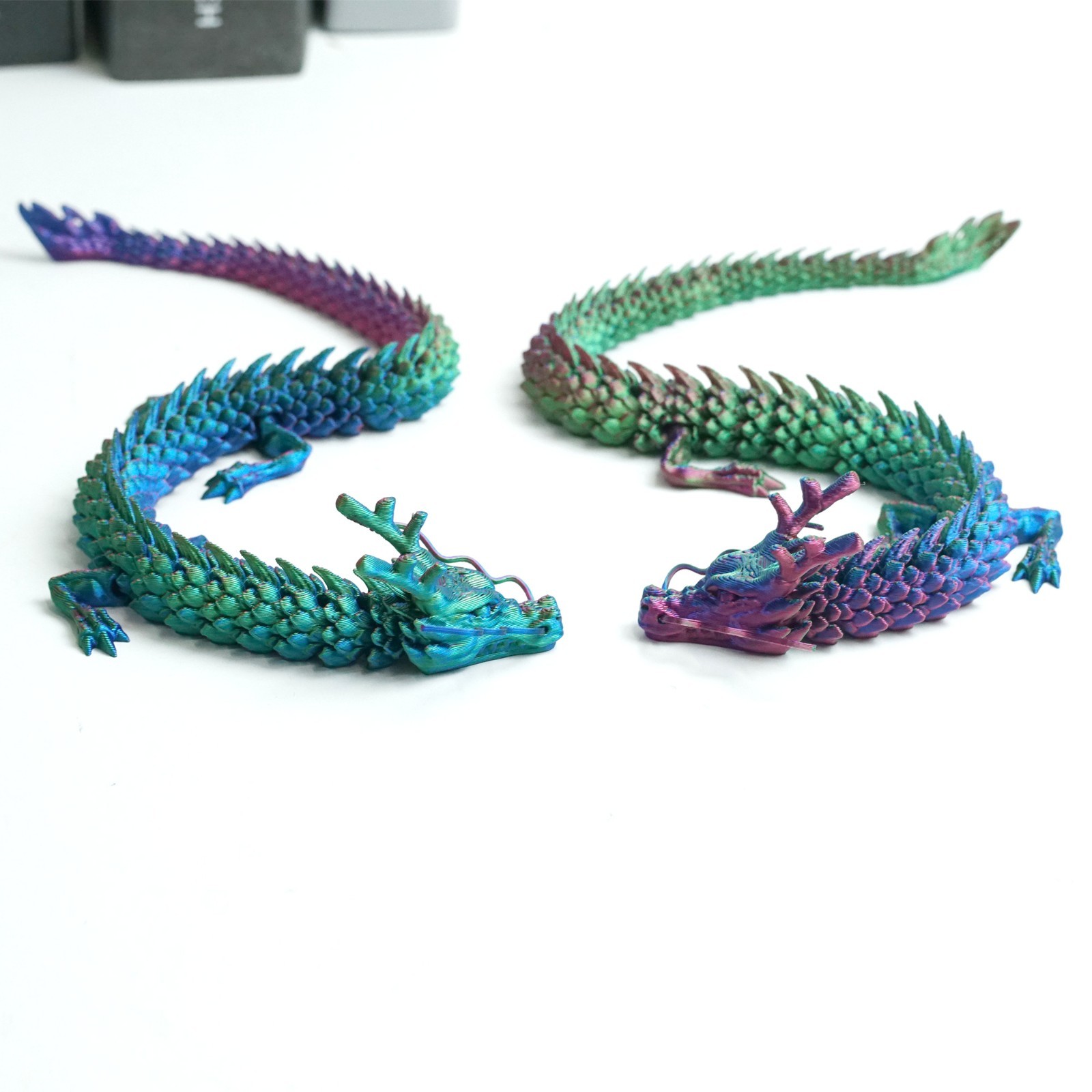 2PCS 12inch 3D Printed Dragon Model,Articulated Animals figure,Toys Home Decor