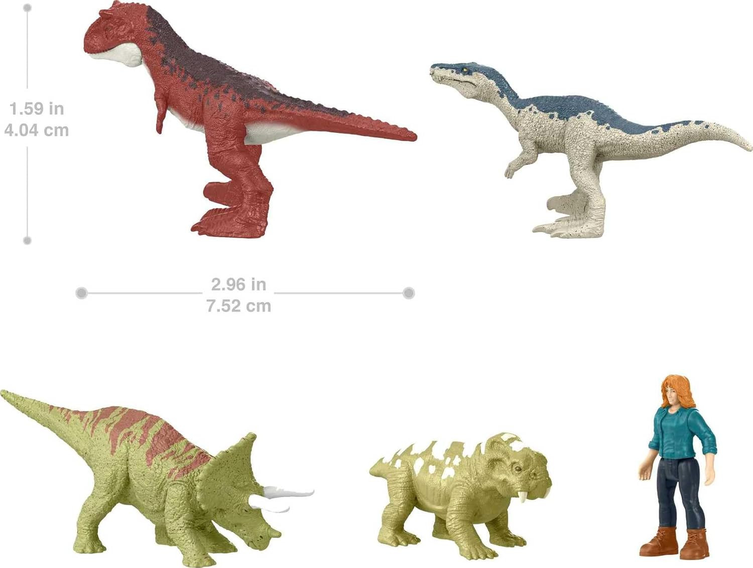 Jurassic World Dominion Carnotaurus Clash Pack, 5 Mini Toys Including 1 Human