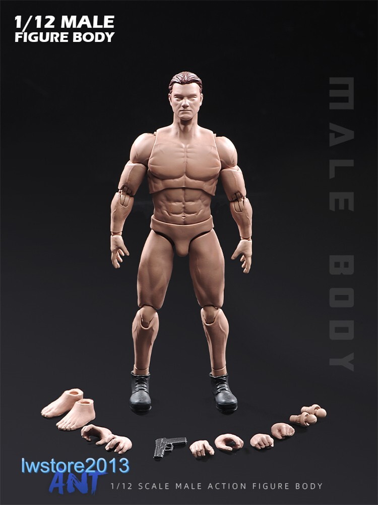 In Stock ANT 1:12 AM116 Muscular 6 inch Male Action Figure Head Body Shoes Toys