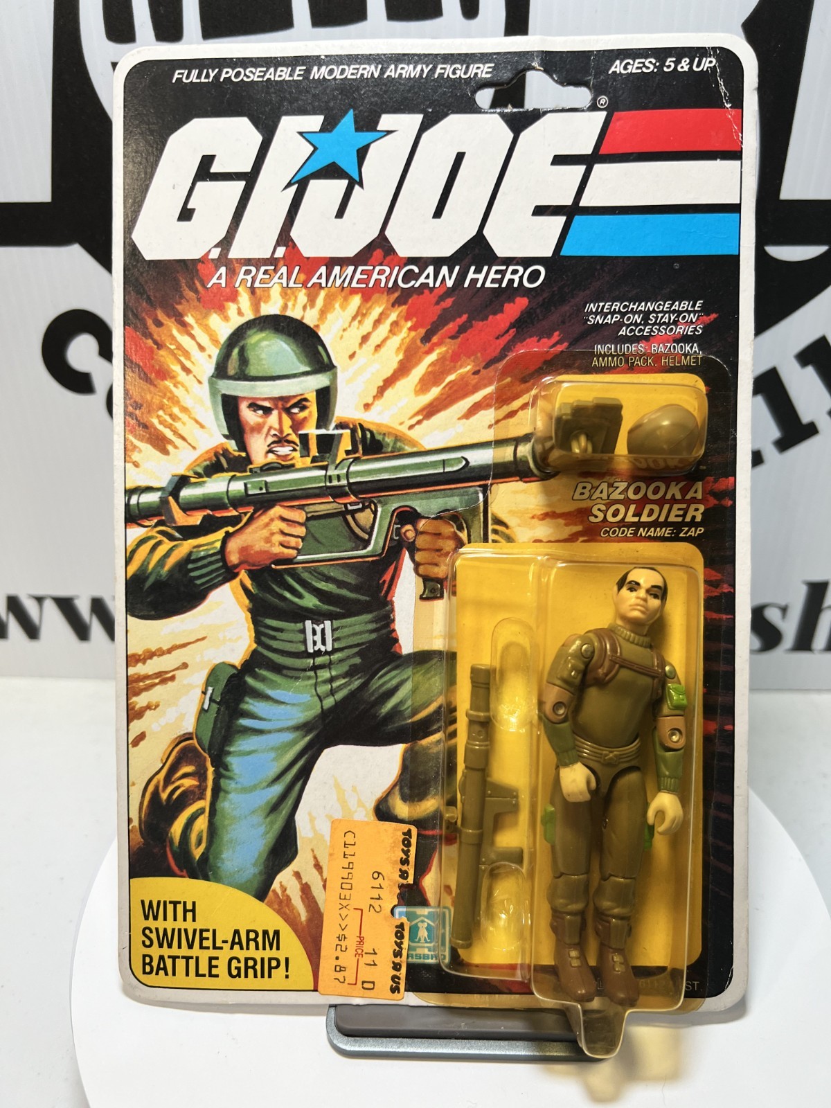 GI Joe Zap Bazooka Soldier Mint On Sealed Card Swivel Arm 1983 Vintage Hasbro