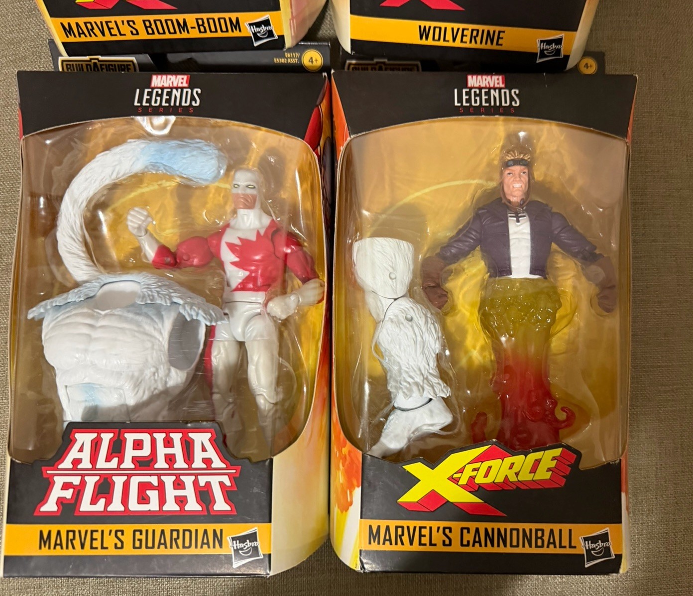 (4) Marvel Legends Wendigo Wave Wolverine Boom Boom Guardian Cannonball