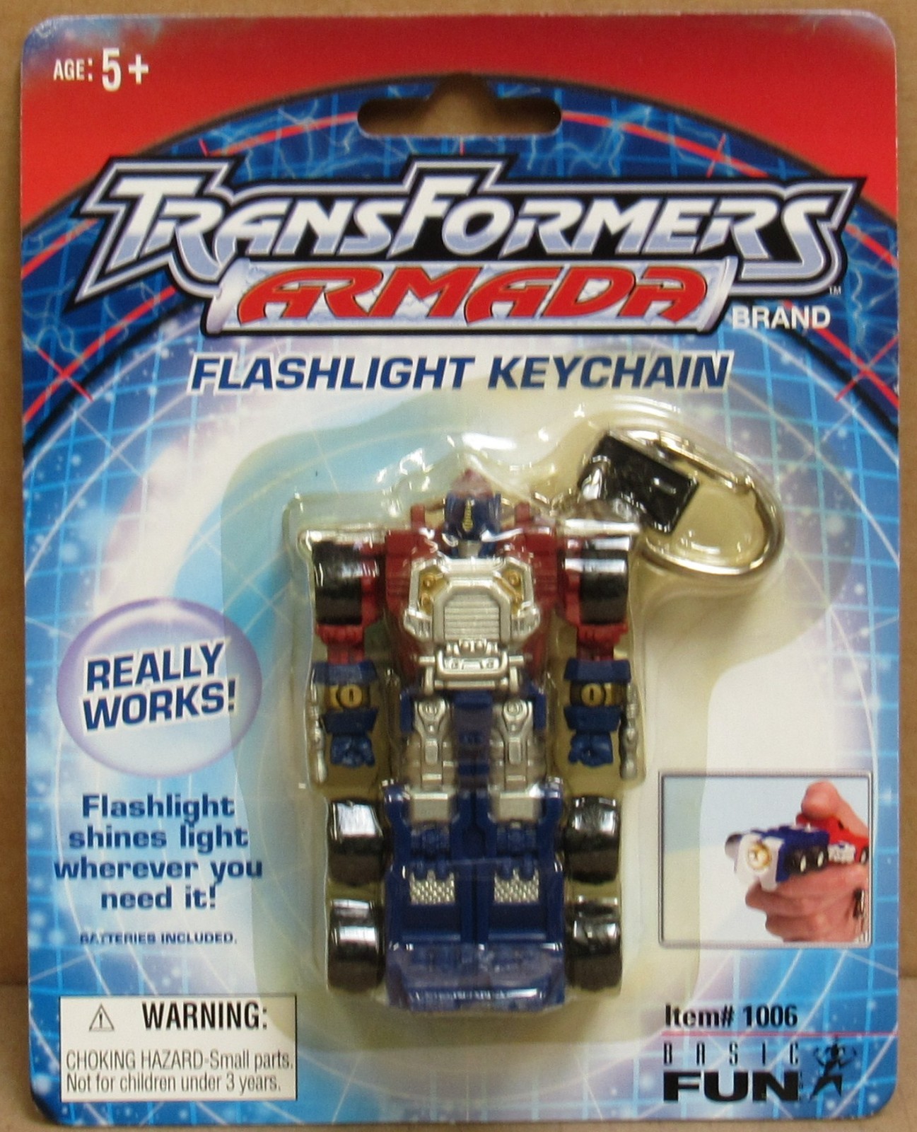 Basic Fun 1006 Transformers « Armanda » Optimus Prime Flashlight Keychain NIP