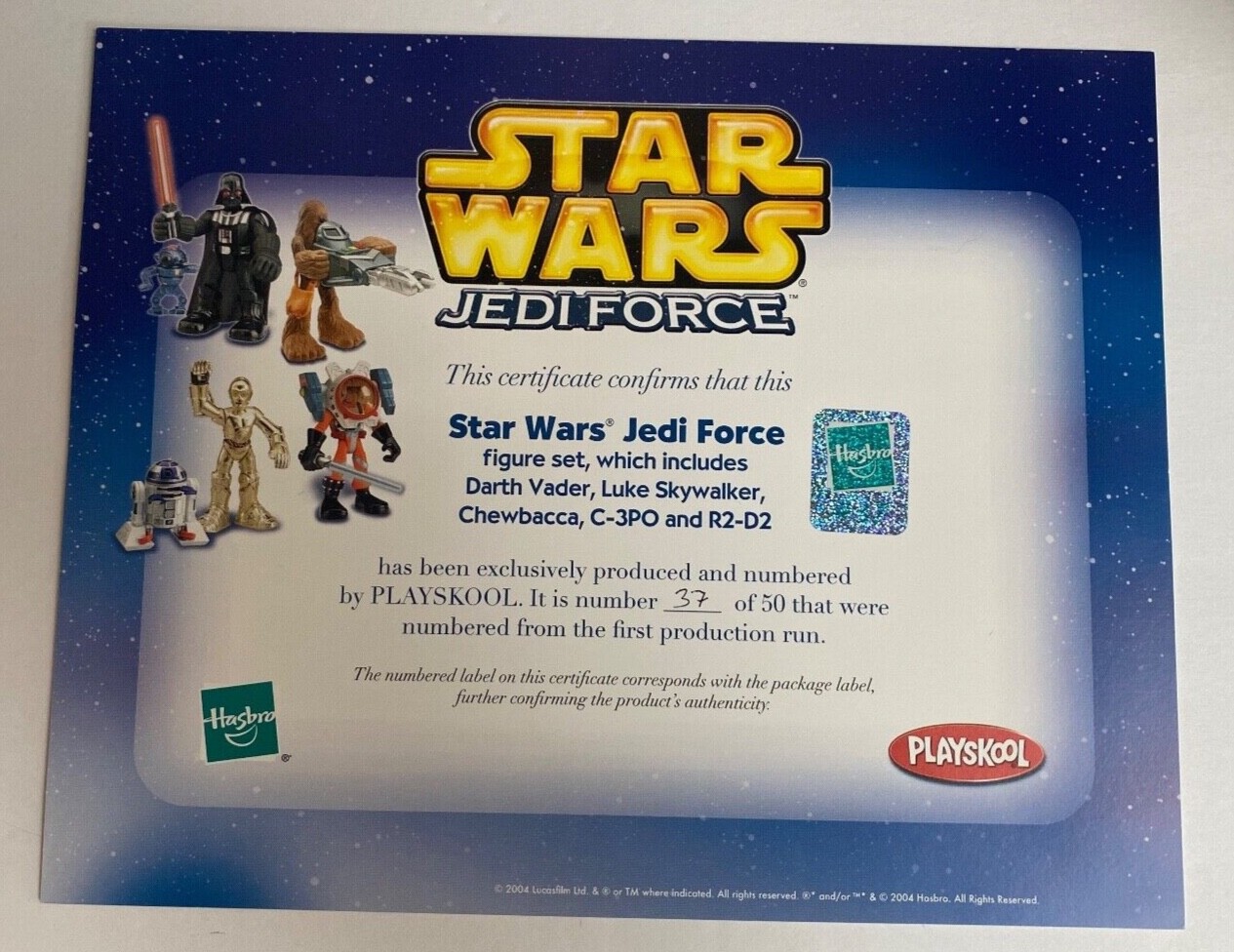 Hasbro Playskool Star Wars Jedi Force 2004 LE 37/50 1st Production Run Set MISB