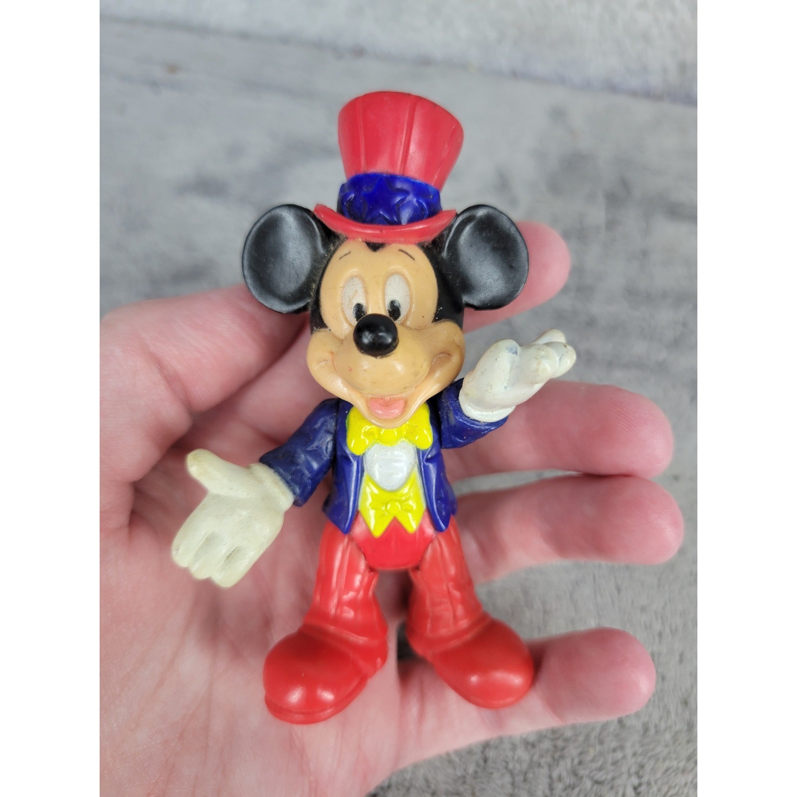 Vintage Disney Mickey Mouse Figure Top Hat Circus Performer Toy Collectible
