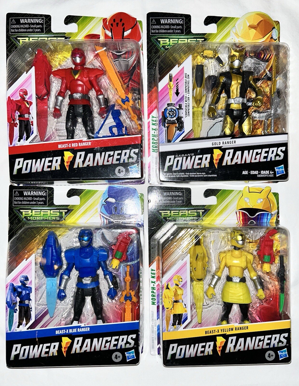 Power Rangers Beast Morphers Beast-X Red, Gold, Blue & Yellow 6” Rangers New