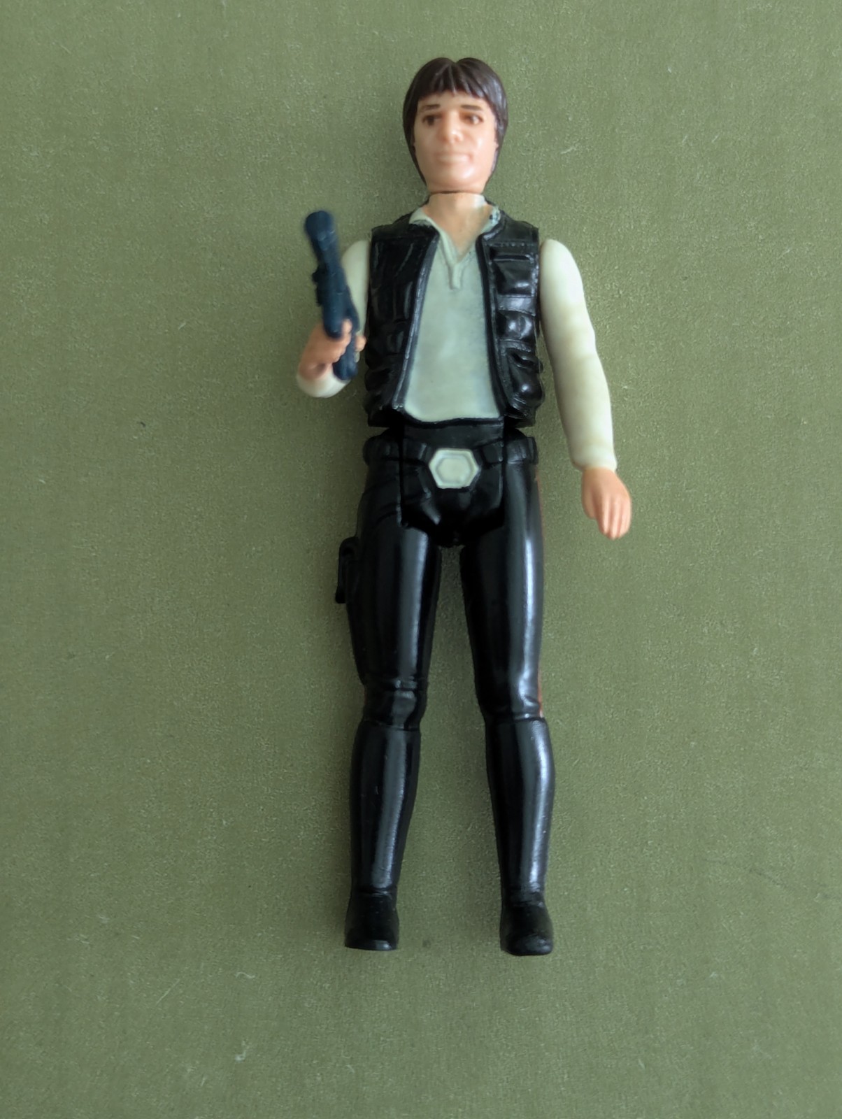 Vintage STAR WARS 1977 Han Solo w/Blaster Big Head 12-back Kenner Figure