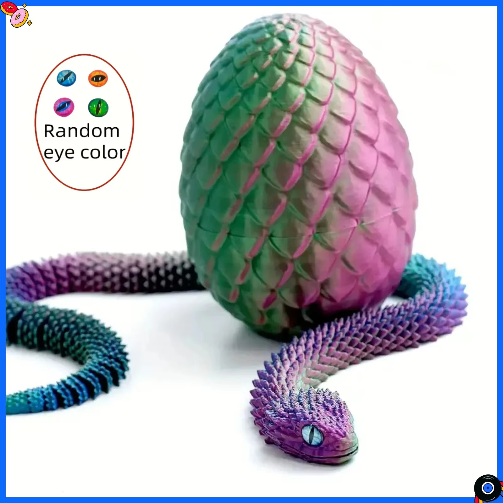 3D Printed Snake Egg with Flexible Inner Hinge Animal Toy, Movable Joint Surpris