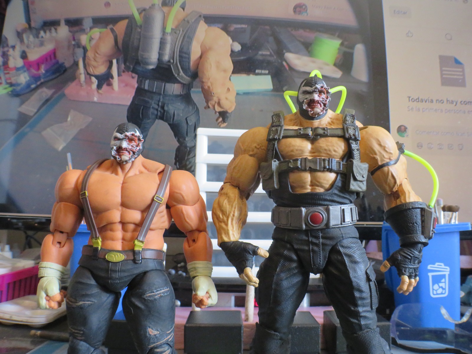 Custom 1/12 (damage and normal) 2 pack heads for DC Bane kit bash w/ McFarlane