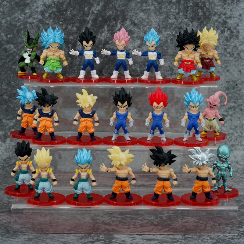21PCS Mini Dragon Ball Z Figures Super Saiyan Goku Vetega Gotenks Action Figures