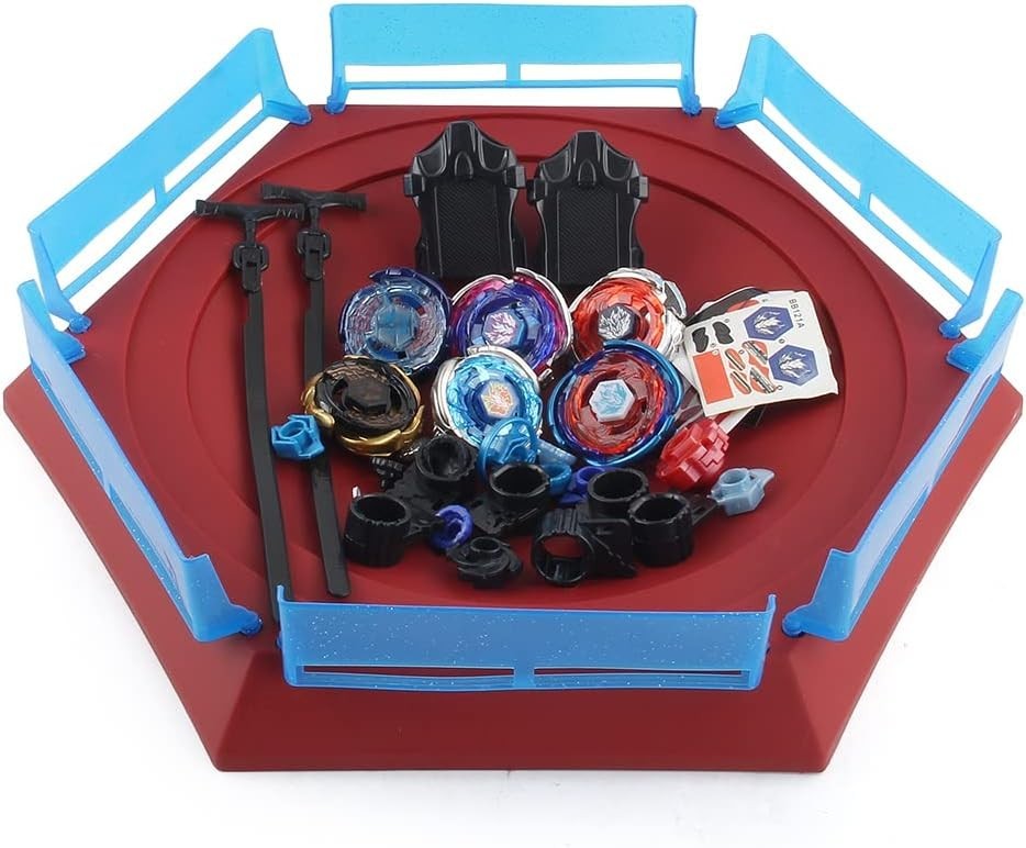 Interactive Battling Top Stadium with 6 Metal Tops & 2 Launchers – Gift for Boys
