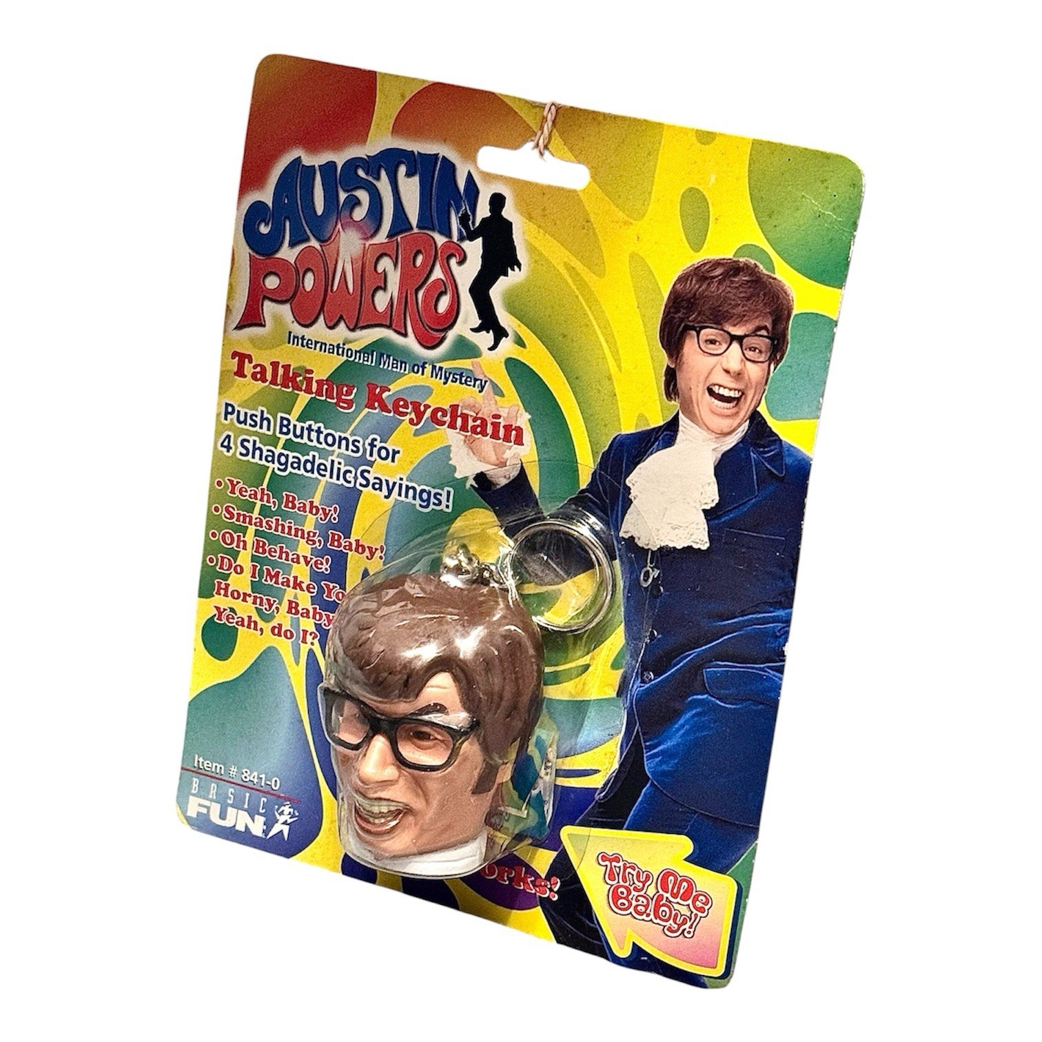 Austin Powers Talking Keychain Sealed In Package 1998 Basic Fun