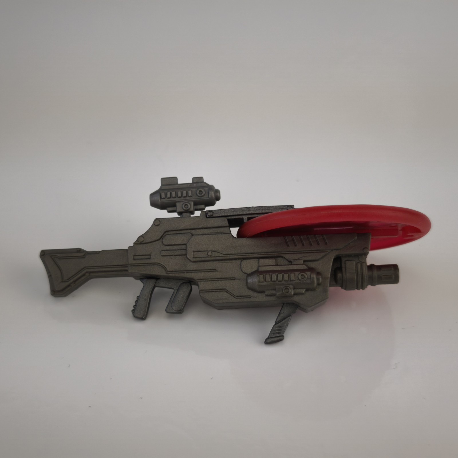 Plastic Sci-Fi Futuristic Toy Blaster Rifle 10cm Red Disc Launcher #6300