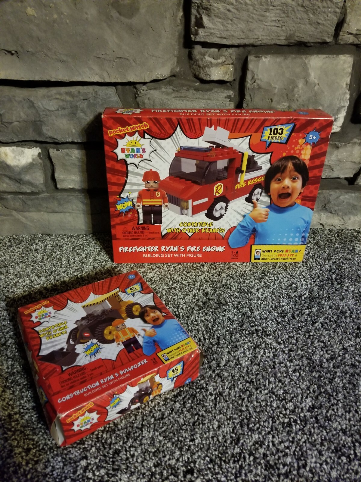 Ryan&rsquo;s World Firefigher Building Set & Bulldozer Set