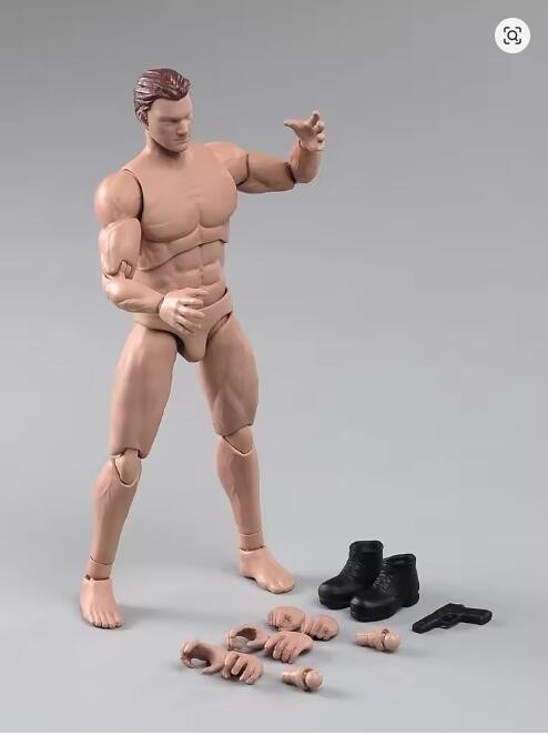 US 1:12 Flexible Muscular Male Strong Joint Body Head Hand Shape 6&Prime; Figure