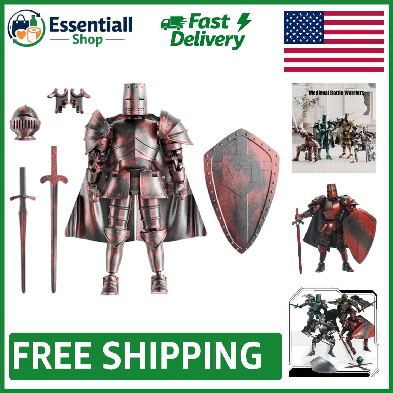 Collectible 6.5 » Medieval Knight Action Figure with Sword & Shield Accessories