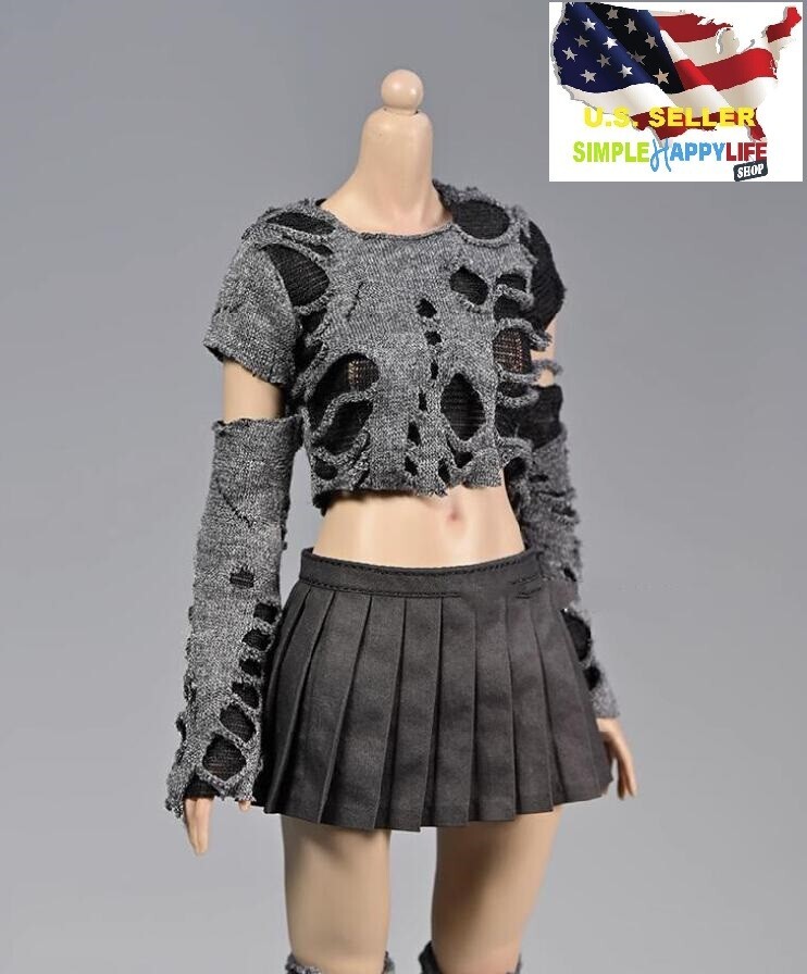 1/6 Ripped top lace Sweater for 12&Prime; female body phicen Hot toys worldbox ❶USA❶