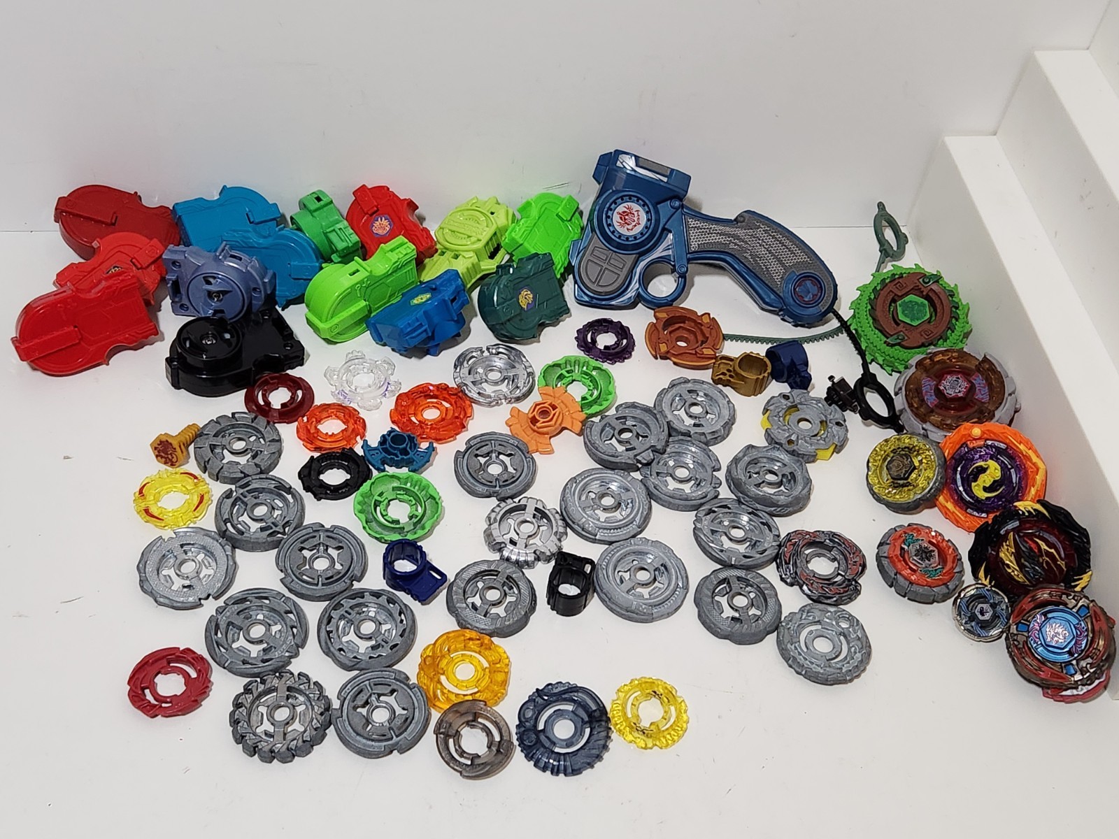 Lot of Vintage Beyblades, Spinners, Launchers Parts Metal Plastic Rubber