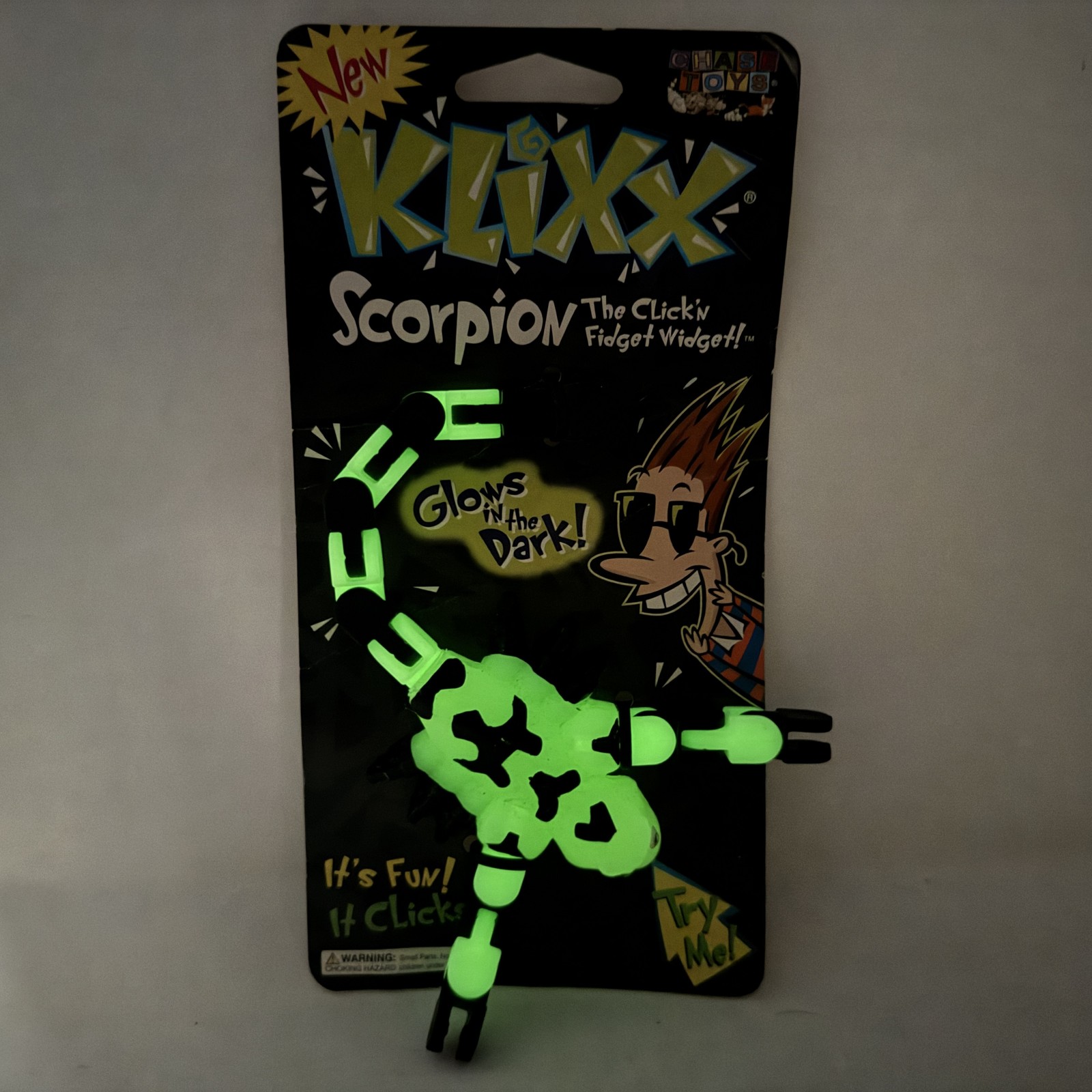 NEW Klixx Scorpion Glow-in-the-Dark Fidget Widget Chase Toys Vintage 1997 NIP