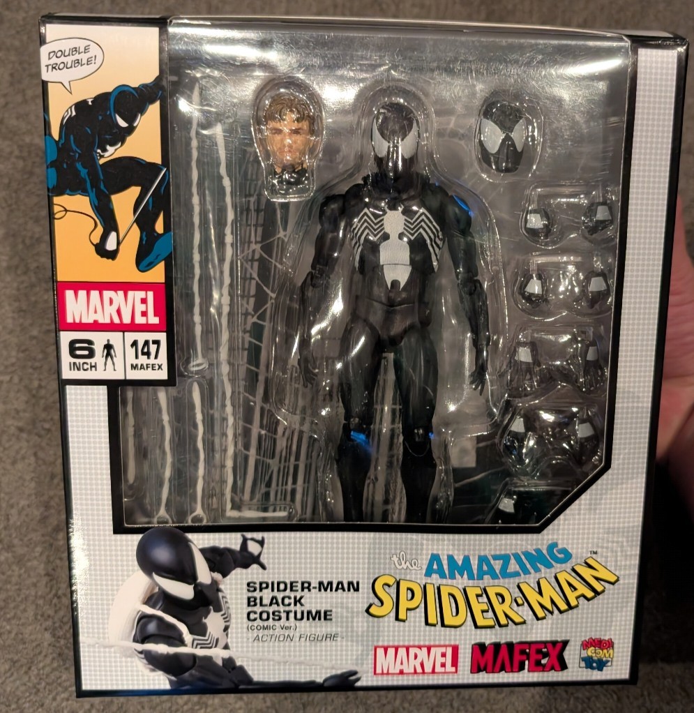 GENUINE MAFEX No.147 Symbiote Spider-Man -Black Costume Comic Ver- (US SELLER)