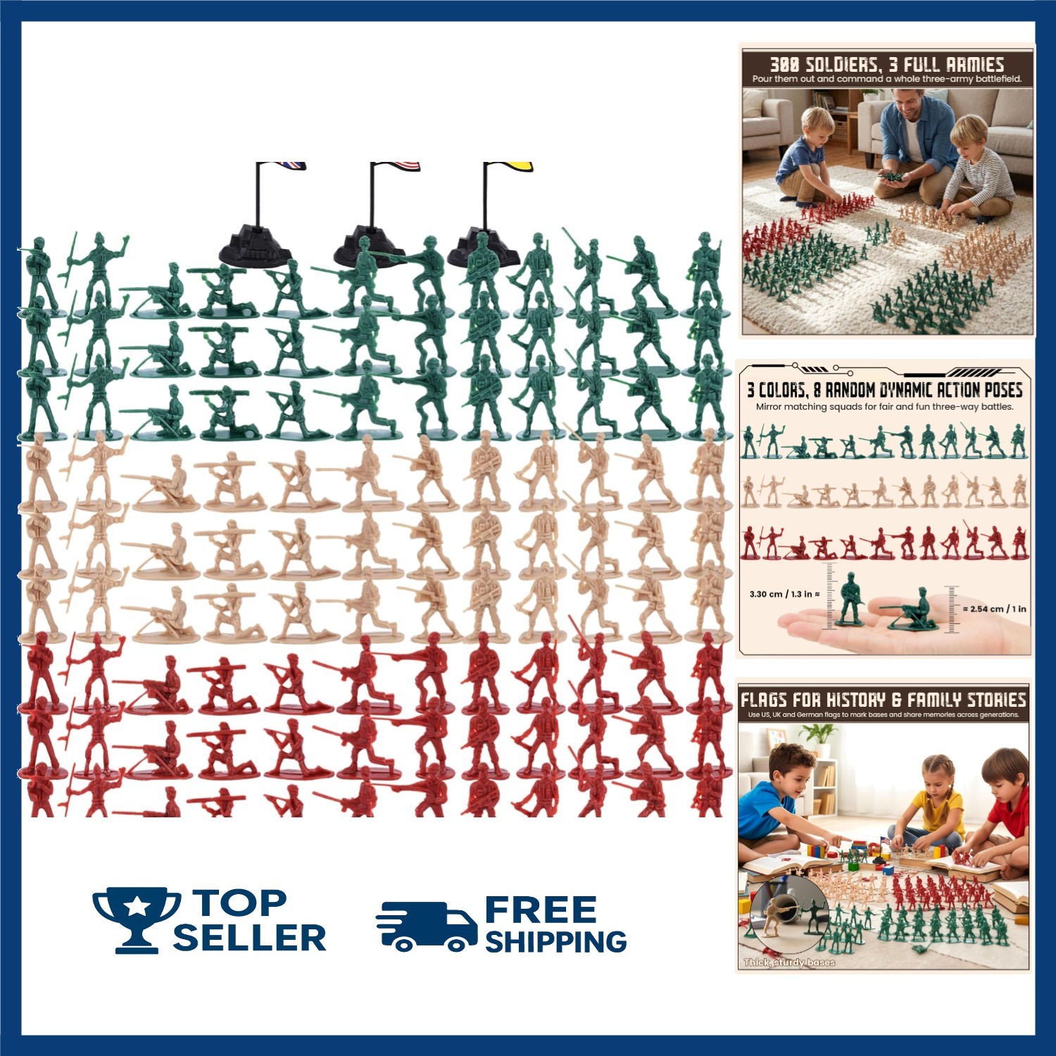 Classic 300-Piece Army Men Set – Durable Military Action Figures for All Ages