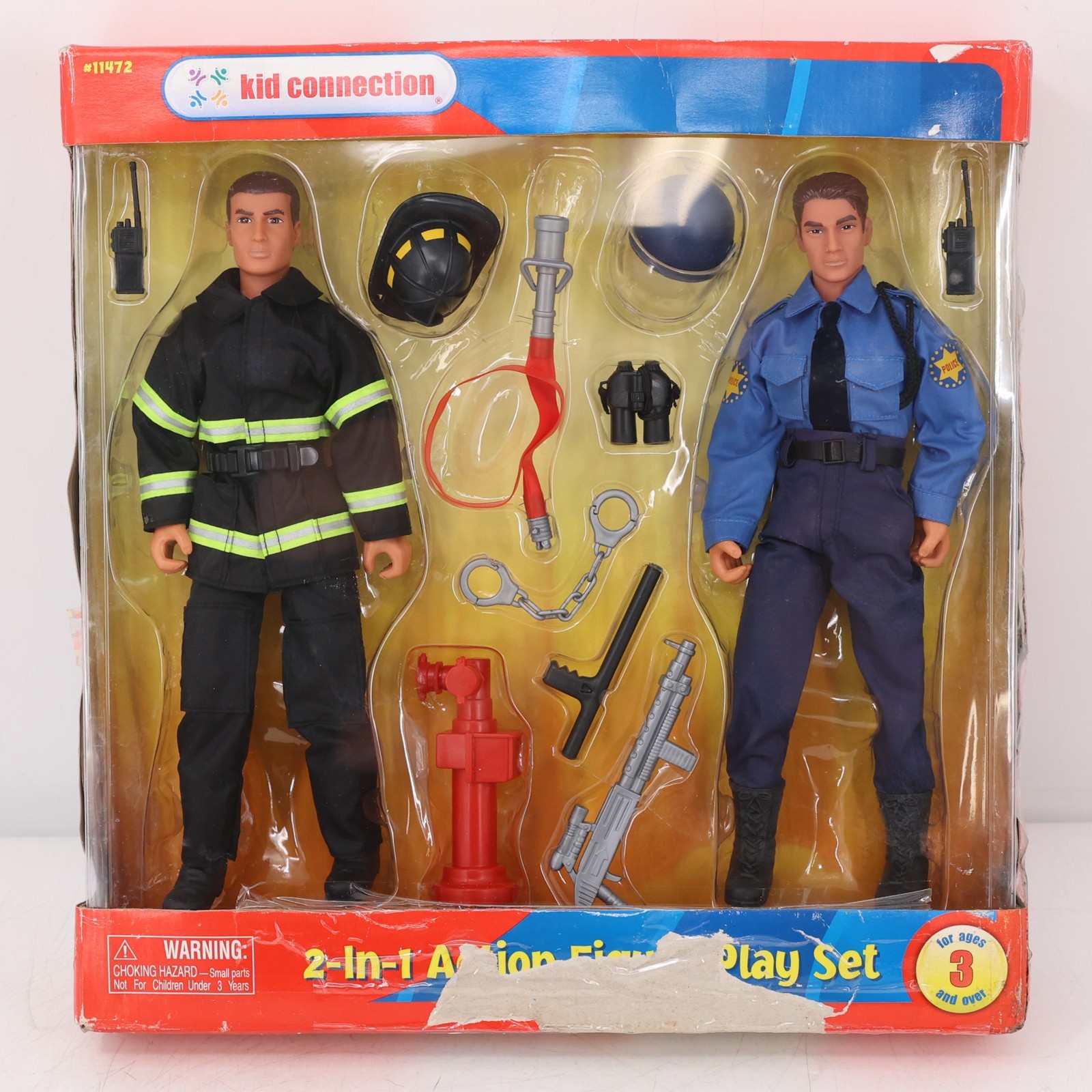 Kid Connection 2-In-1 Action Figure Play Set Firefighter Police #11472 12&Prime;