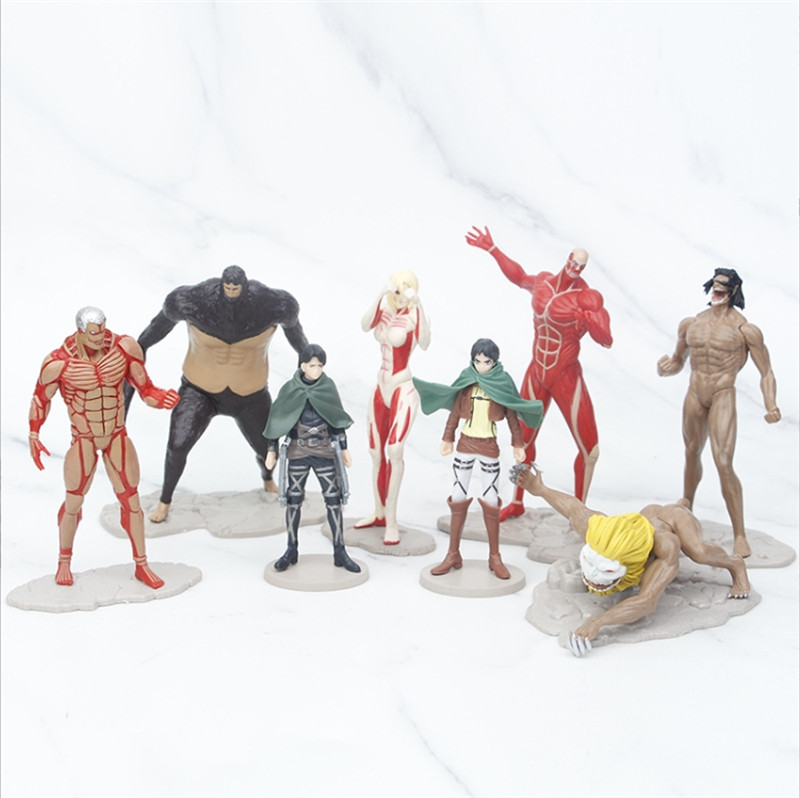 Anime Attack on Titan The Armored Titan Eren Jaeger Action Figure Toys 8pcs/set