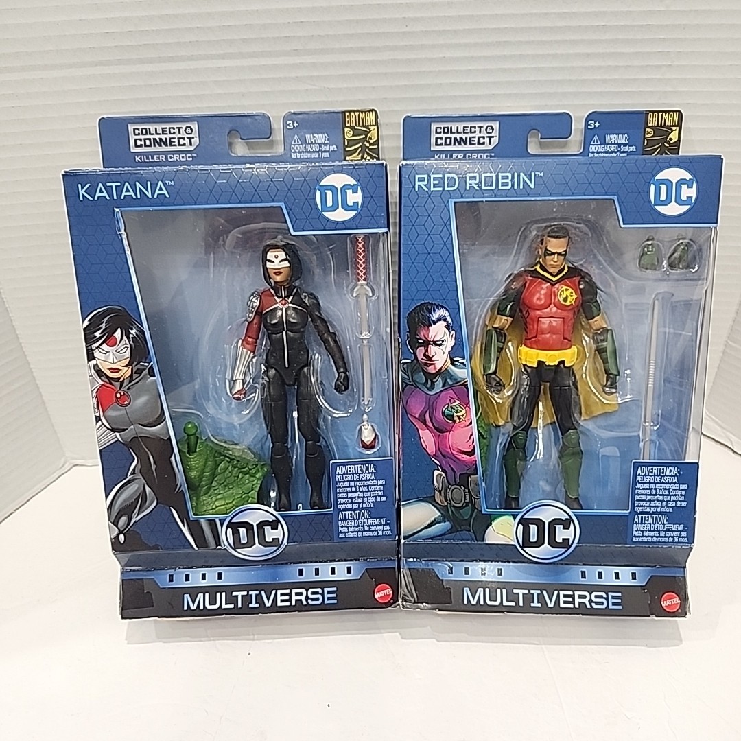 DC Multiverse Collect & Connect Killer Croc BAF Red Robin Batman And Katana Set