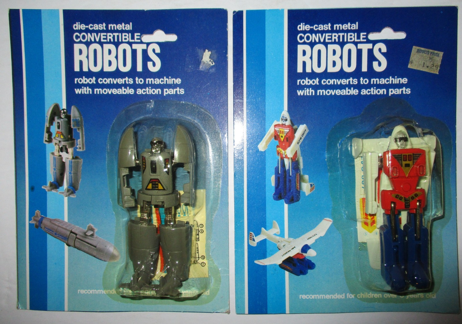 (2) – 1980&rsquo;s Die-Cast Metal Convertible ROBOTS Transform – Submarine & Sea Plane