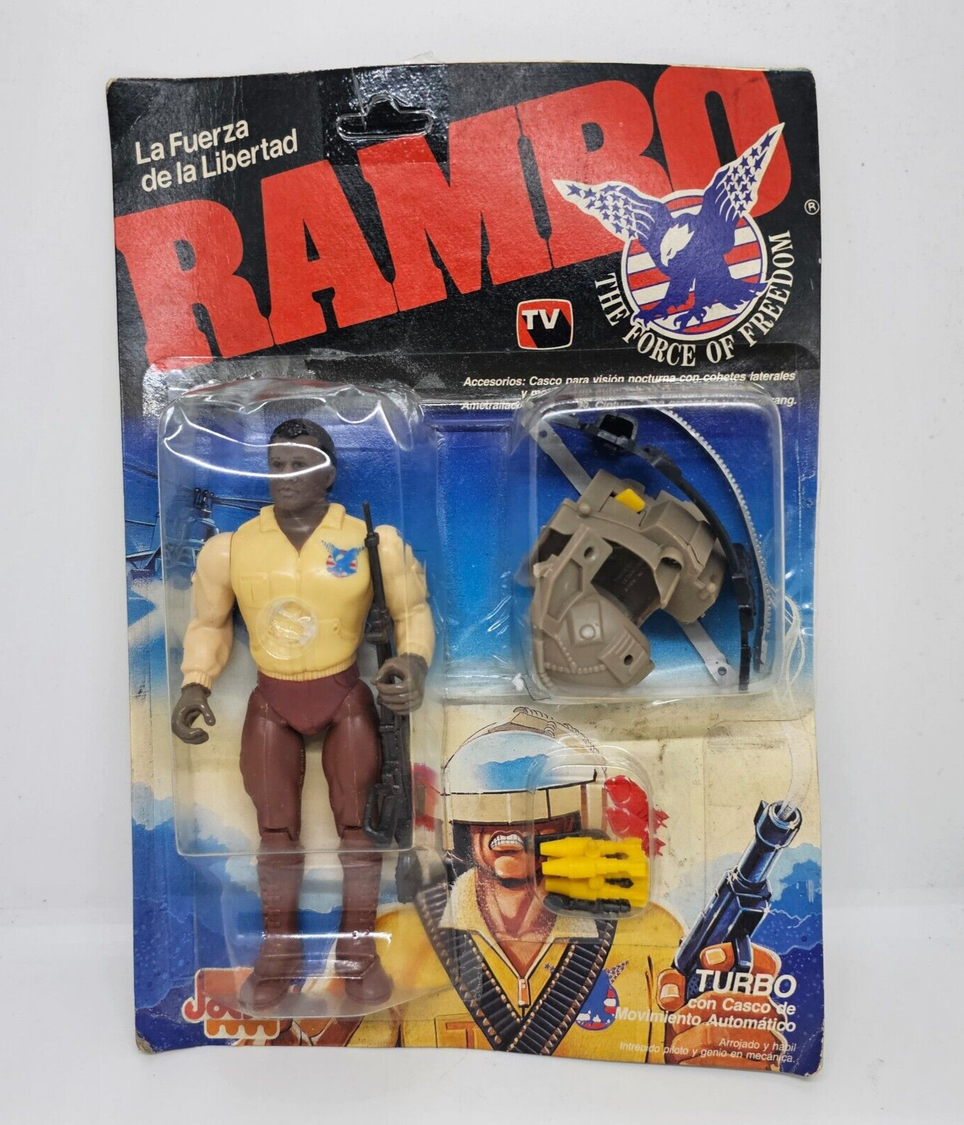 VINTAGE RAMBO / TURBO WITH AUTOMATIC MOTION HELMET JOCSA 1989 VARIANT RARE