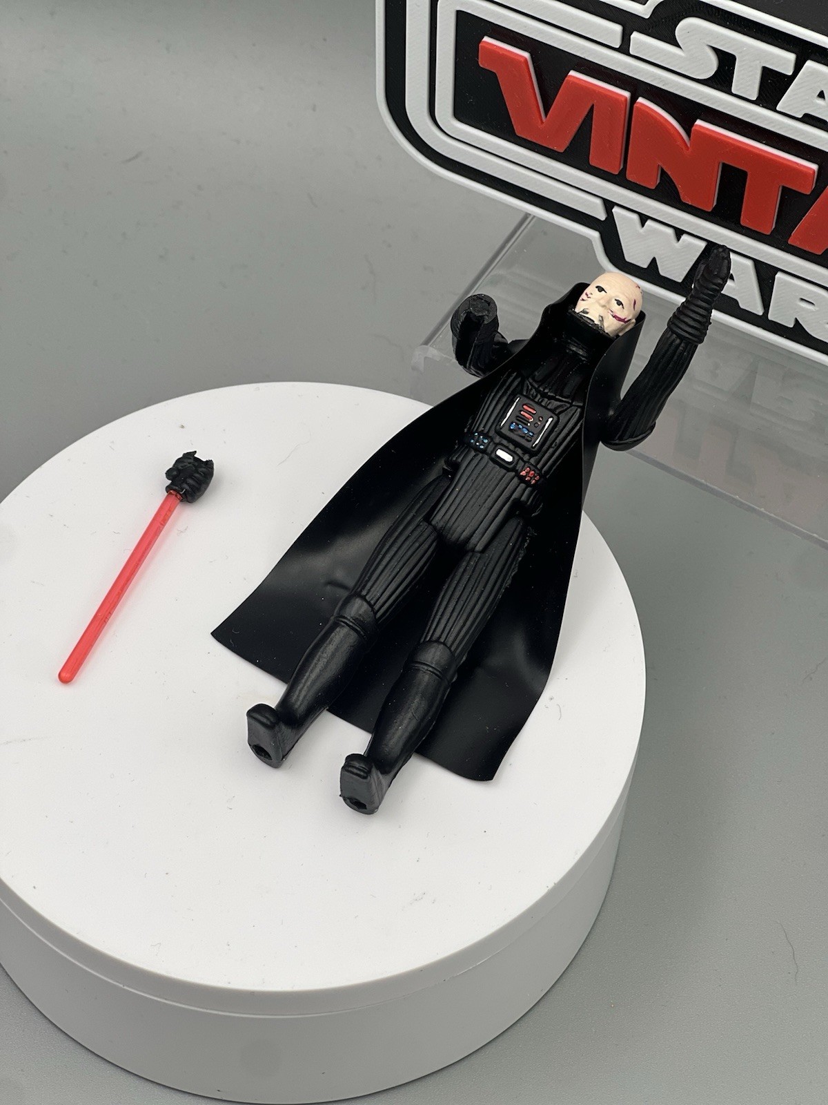 Vintage Custom Star Wars Figure “Deafeated” Darth Vader Removable Hand Kenner