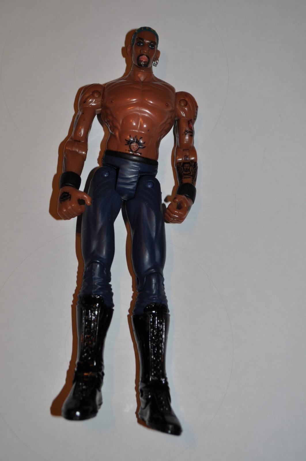 Vintage WCW DENNIS RODMAN WRESTLING ACTION FIGURE 2000 Marvel Blue Hair 7-1/2&Prime;