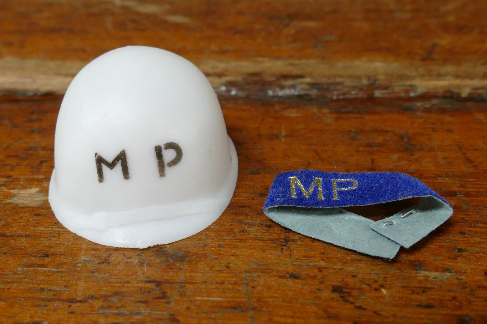 Vintage 1960s GI Joe MP Military Police White Helmet Armband Accessories Lot
