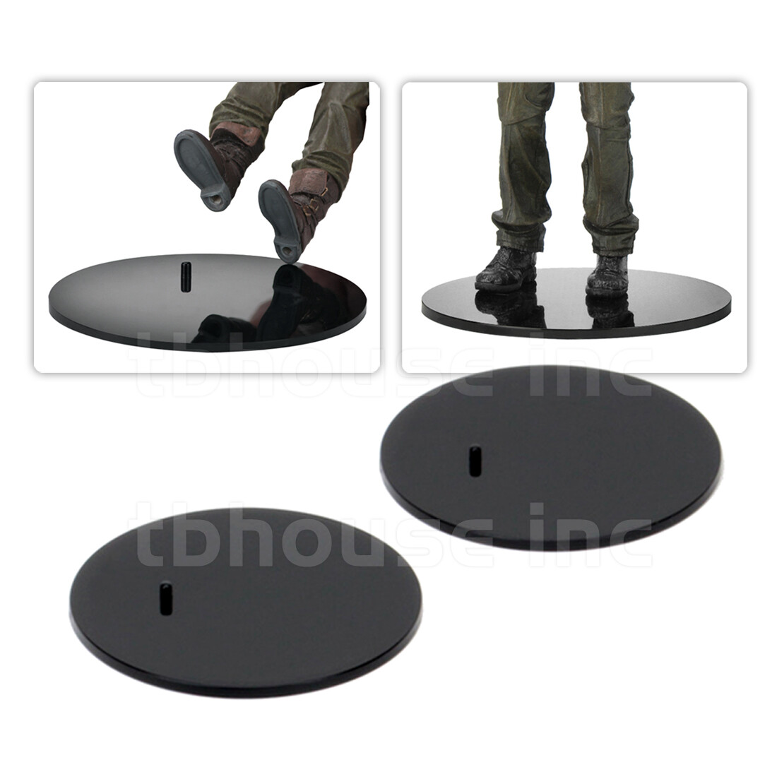 2 x NECA FIGURE DISPLAY STANDS black FOR 6&Prime;-8&Prime; ACTION FIGURES plastic 3.5&Prime; ROUND