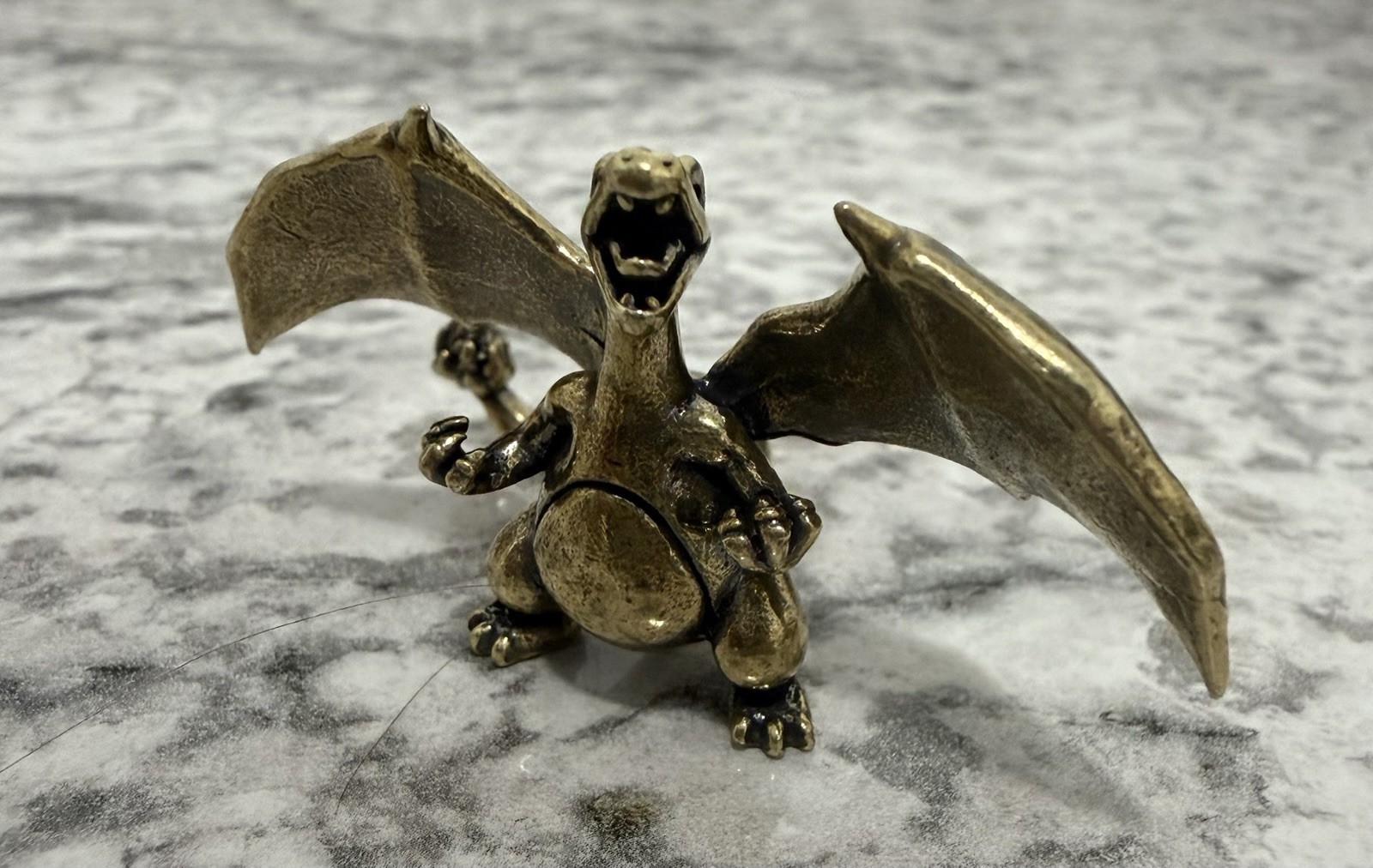 Vintage Solid Brass Charizard Miniature Figure – Heavy Metal Pokémon Collectible