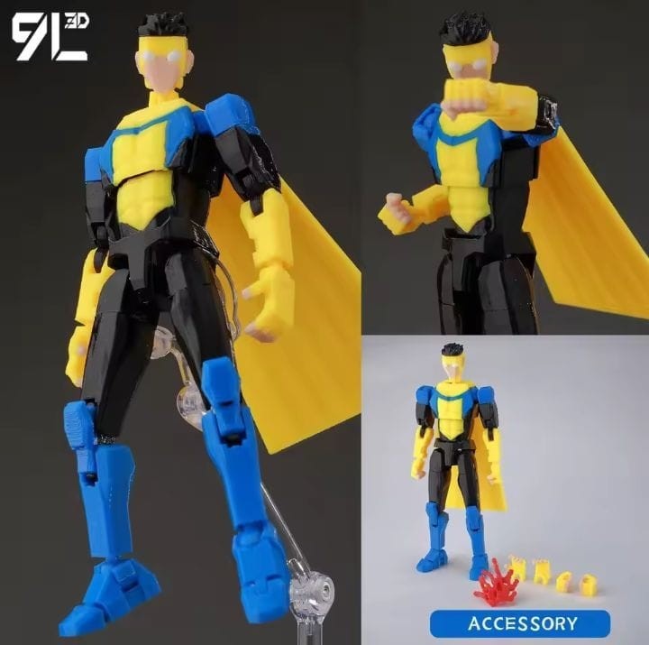 9L 3D Printed Superheroes Invincible 2.0 Anime Multi-Jointed Action Figure Toy