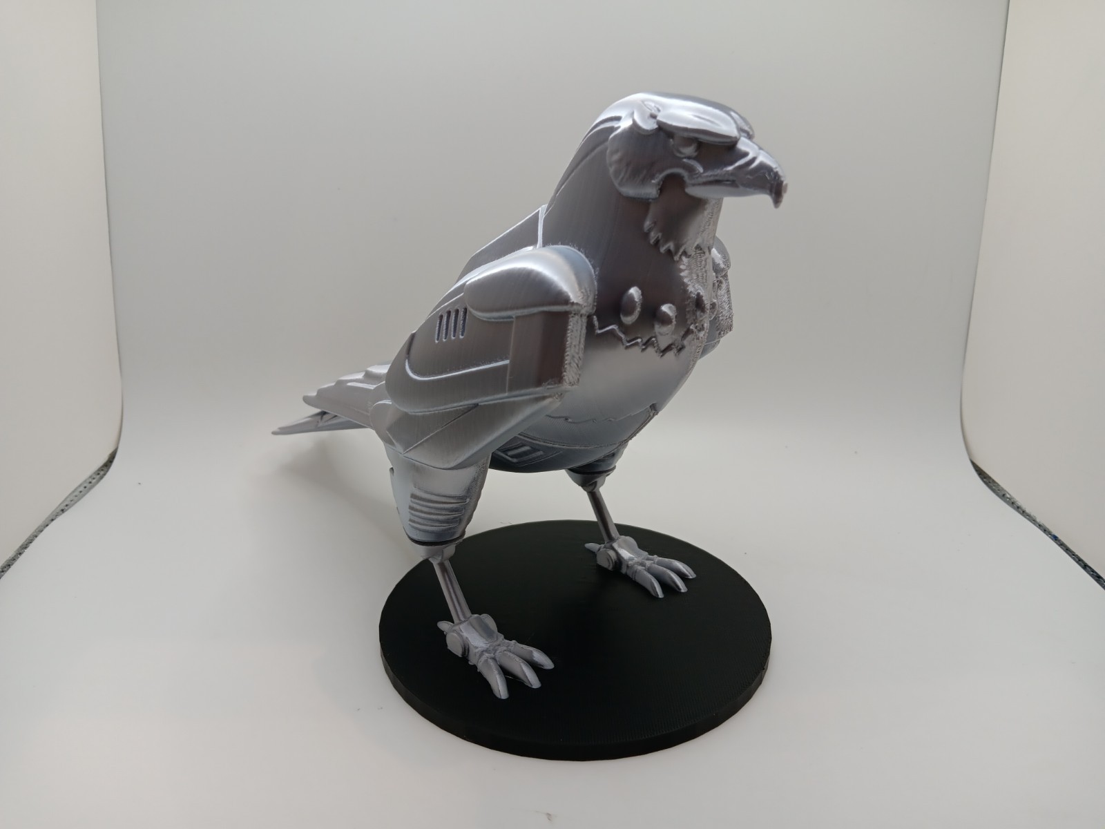 Retro Silverhawks Tally Hawk statue figure 7&Prime; 3D printed metallic silver plastic