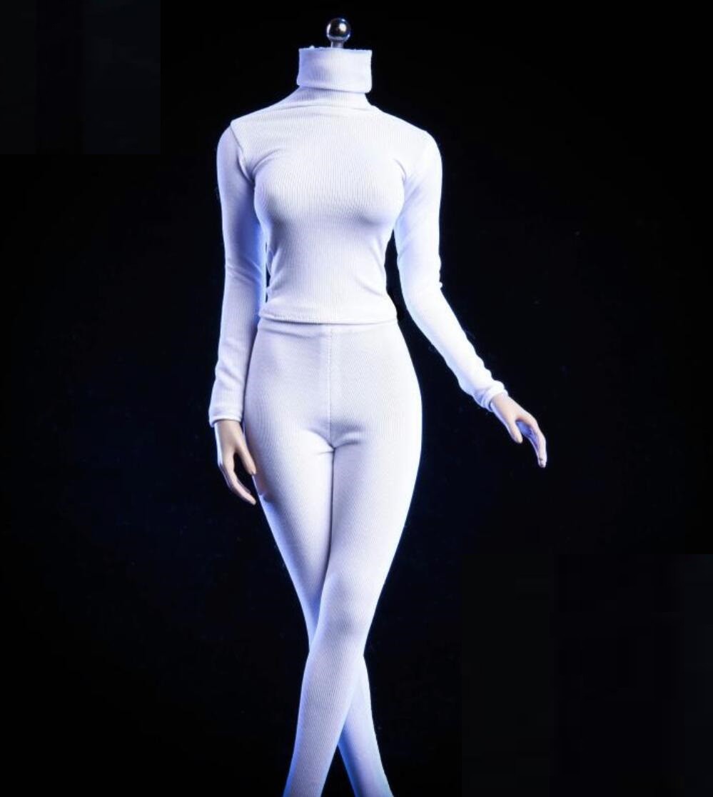 1/6 women white Slim Collar Tights stretch suit for phicen hot toys kumik ❶USA❶