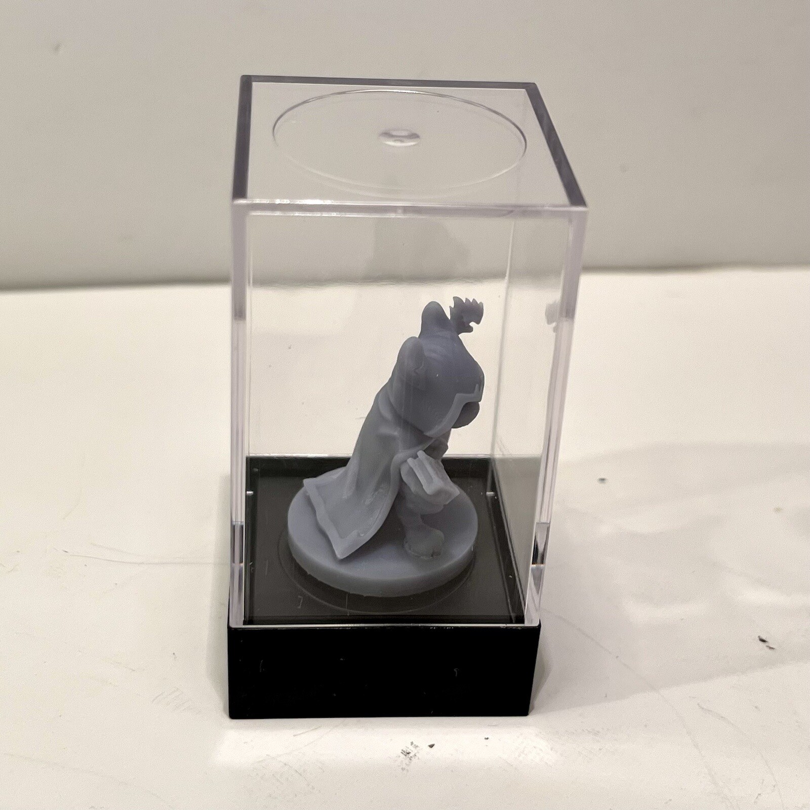 3D Printed Miniature Minis with Plastic Dome Fantasy Cosplay Warrior Gray Resin