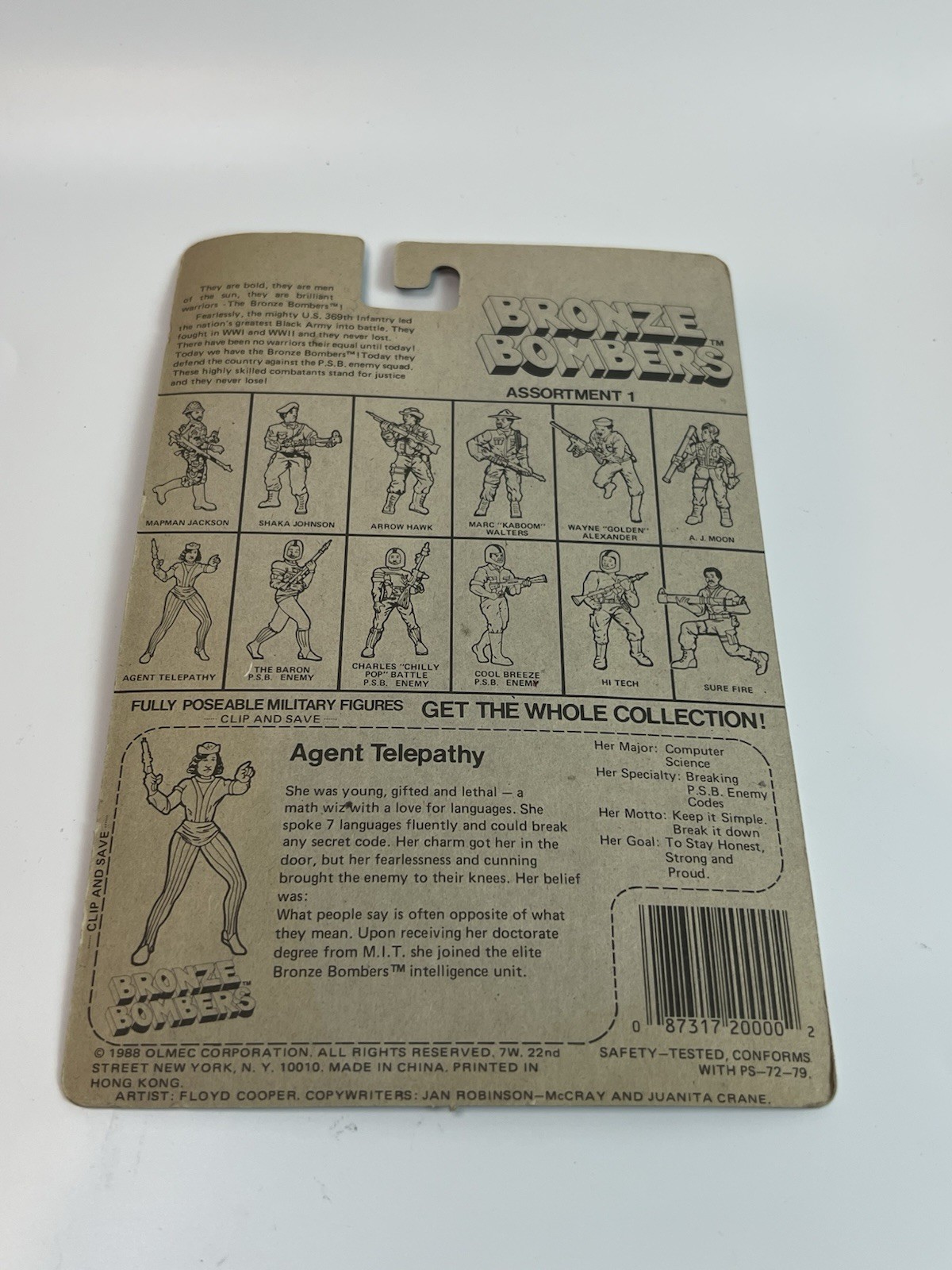 Agent Telepathy Back Card Package Bronze Bombers 1988 Olmec Vintage