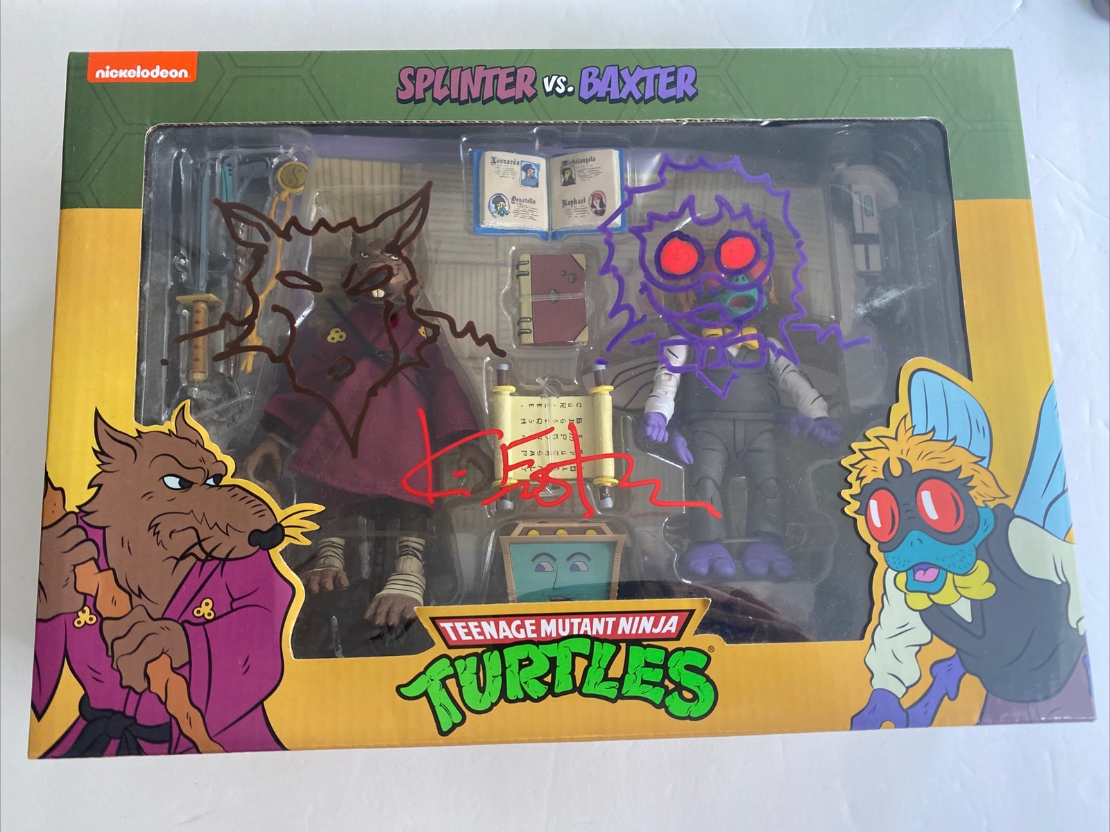 NECA Splinter vs Baxter TMNT 2 Pack NEW/SEALED NICKELODEON Signed K.Eastman
