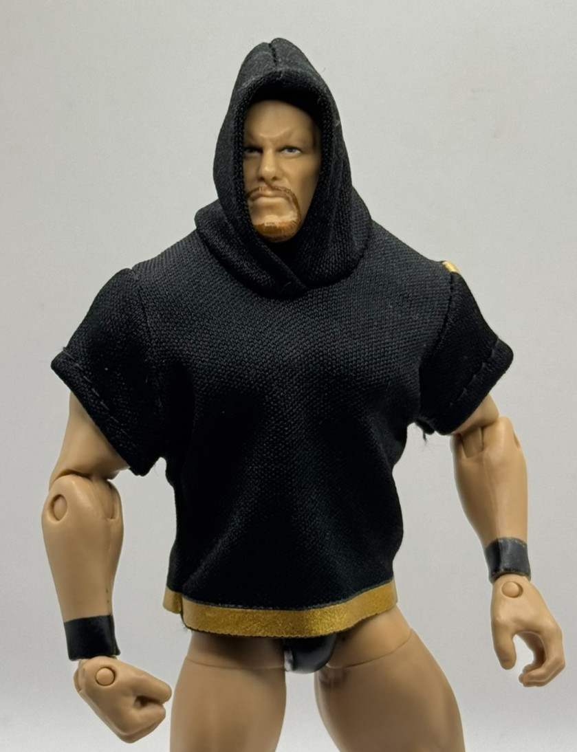WWE Black Hoodie Cutoff Accessory Mattel Figure Clothes Prop 1/12 O1