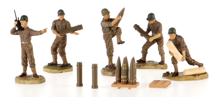 WWII US Artillery Crew: 1:32 Scale Crewmen & Ammunition for Artillery Diorama
