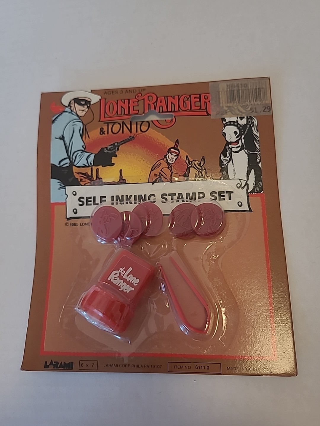1985 Lone Ranger Tonto Self Inking Stamp Set Larami NEW Sealed Package RARE