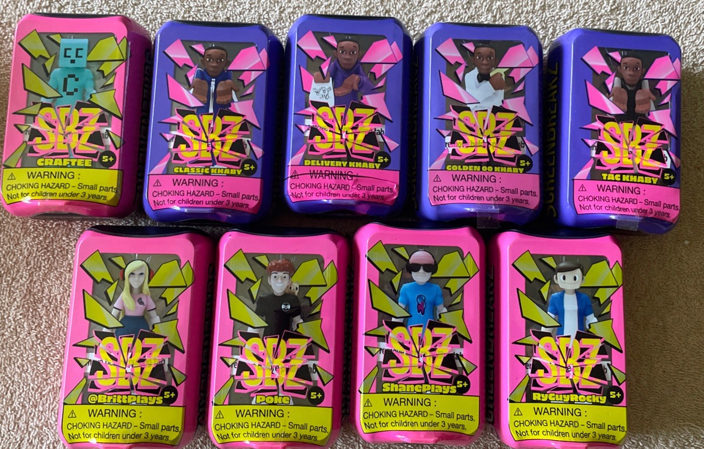 SBZ Screen Breakz Set Of 9. Collectible Figurine