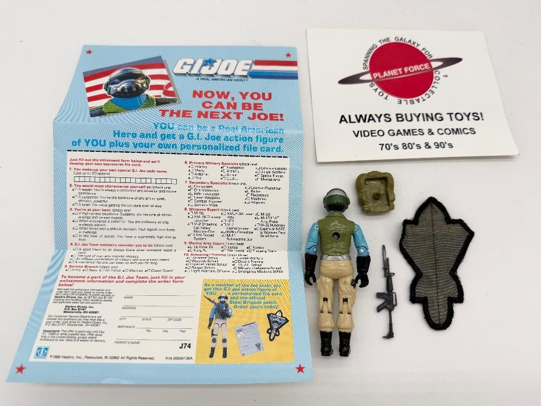 1987 Steel Brigade Complete w/ Patch & Pamphlet GI Joe 1988 Version D Figure