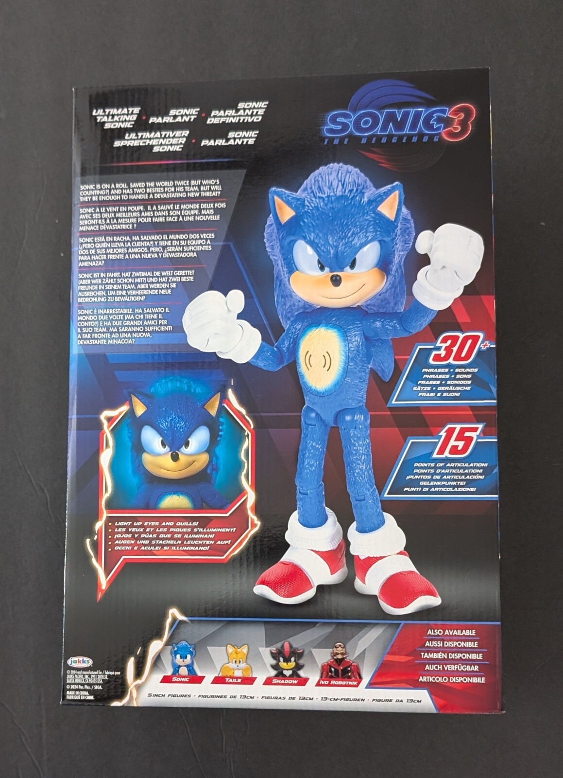Sonic 3 Ultimate Talking Sonic By Sega (3+) 14&Prime; H Christmas Birthday Gift New