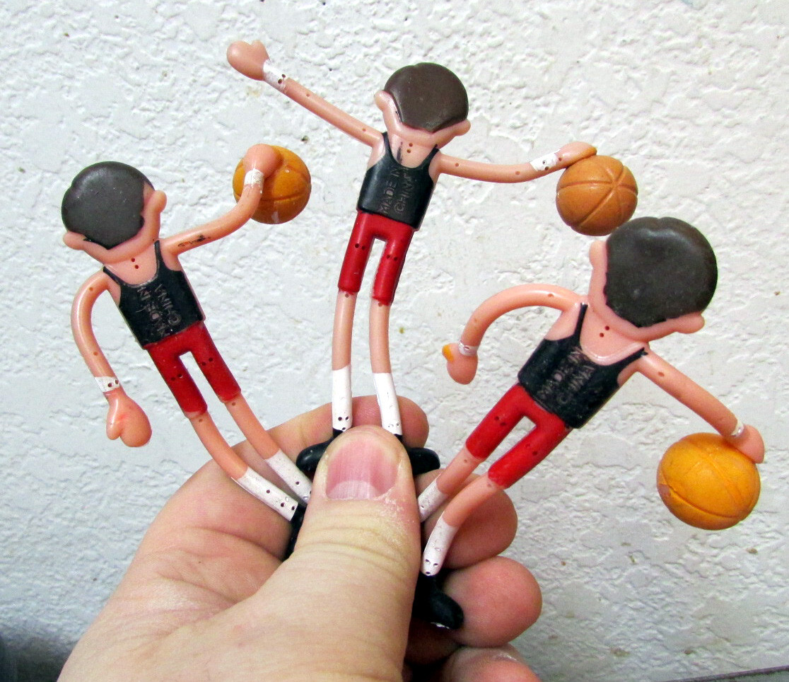 plastic bendable 4 inch figures, 3 basketball players, fun toys for kids